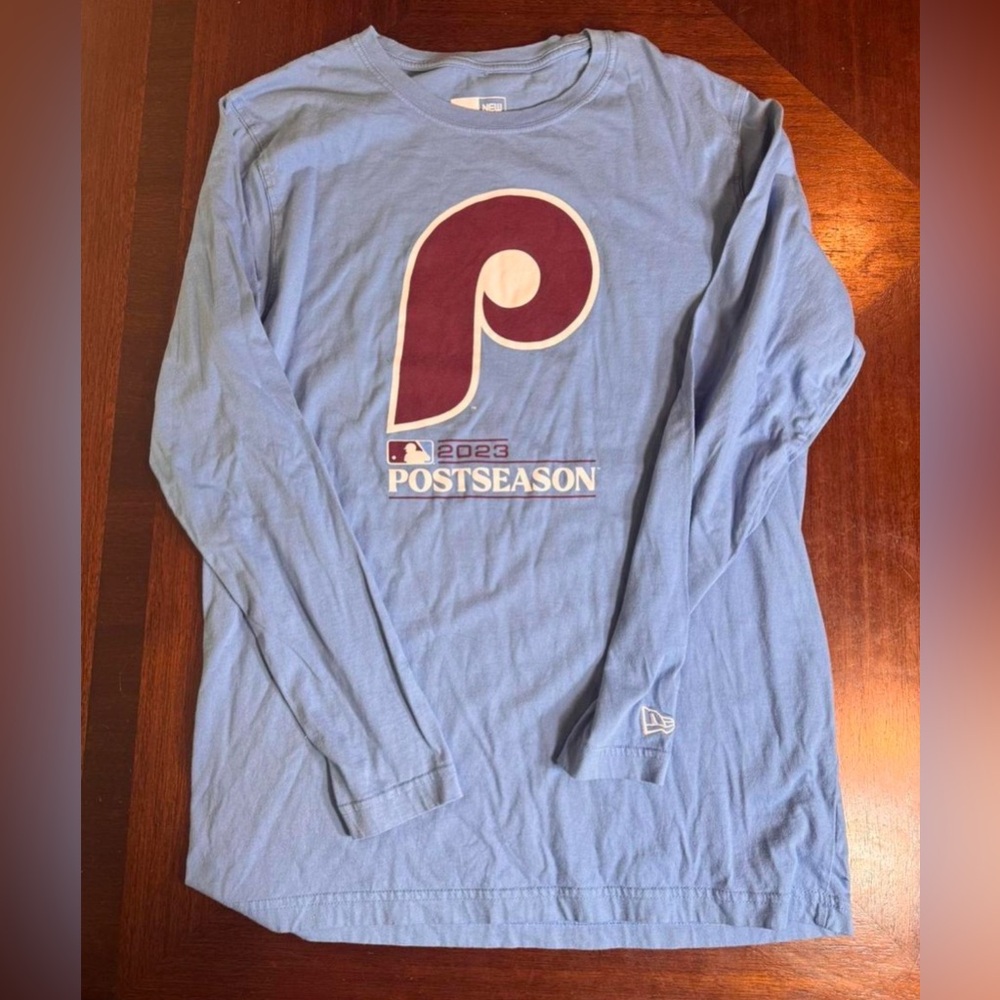 New Era Light Blue Phillies 2023 Postseason Long Sleeve Tee